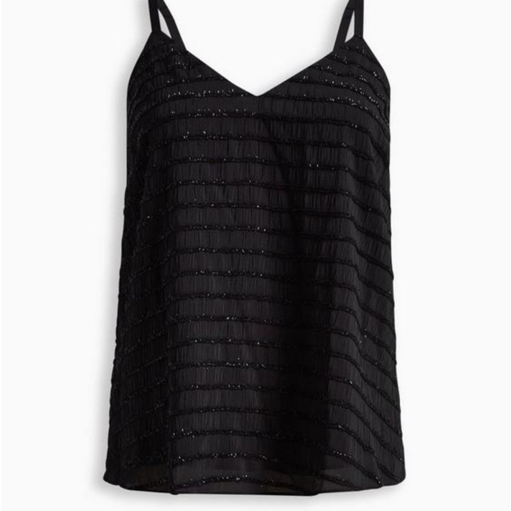 Torrid Sophie lurex chiffon black swing cami